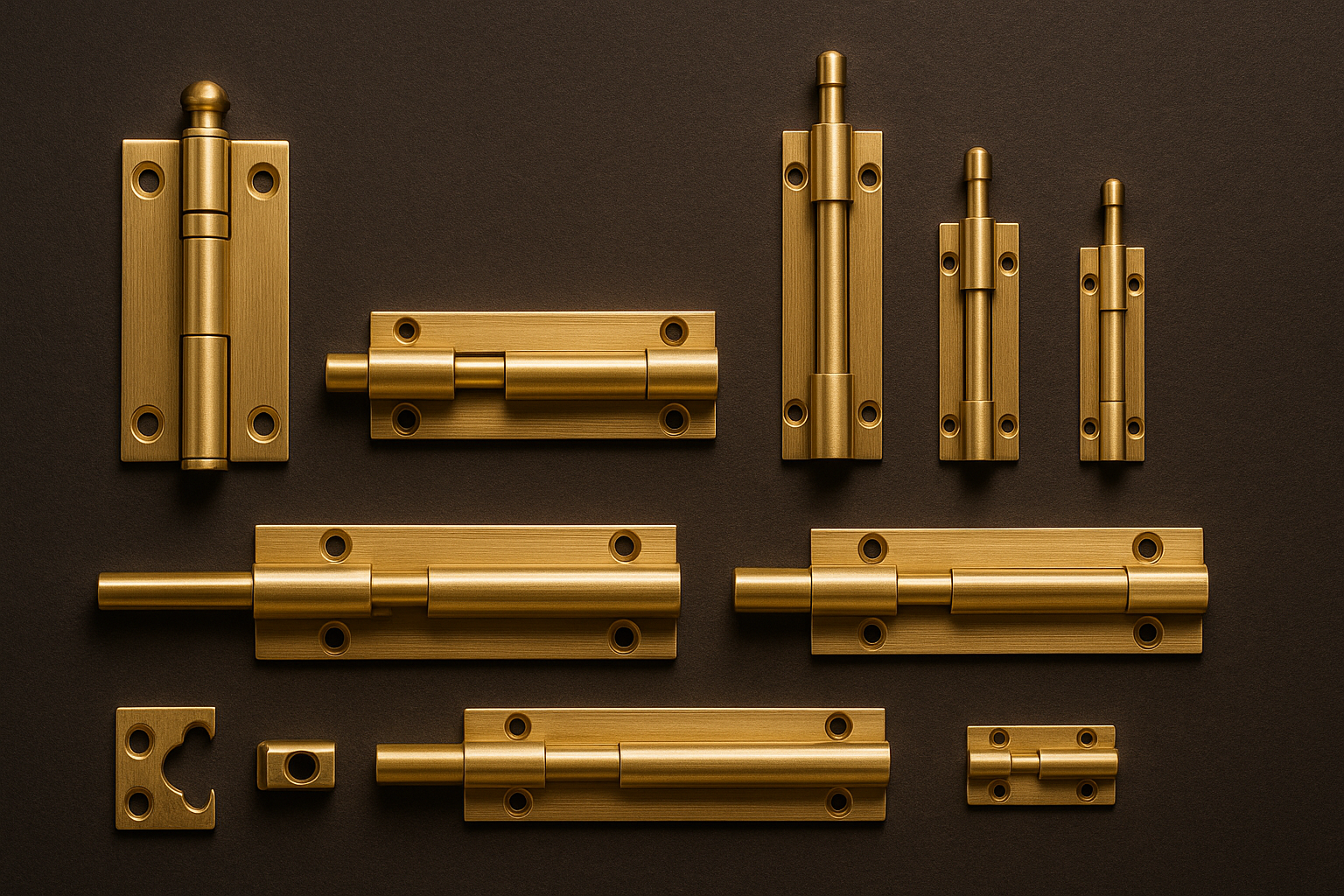 Brass and aluminium tower bolts